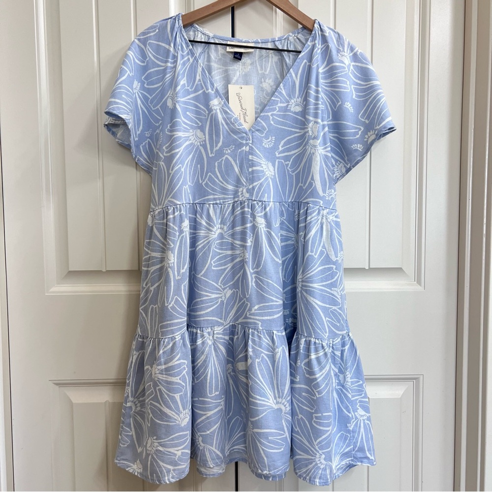 Universal Thread Womens Flutter Short Sleeve Skater Dress in Blue Floral, Size S - Picture 3 of 10